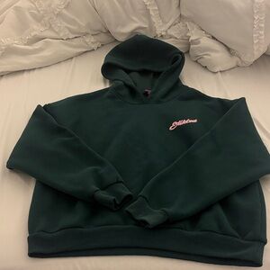 Edikted Dark Green Hoodie with Pink Label